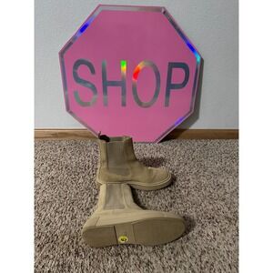 ZARA Beige Suede Chelsea Boots Platform Chunky Sole Women Size 9